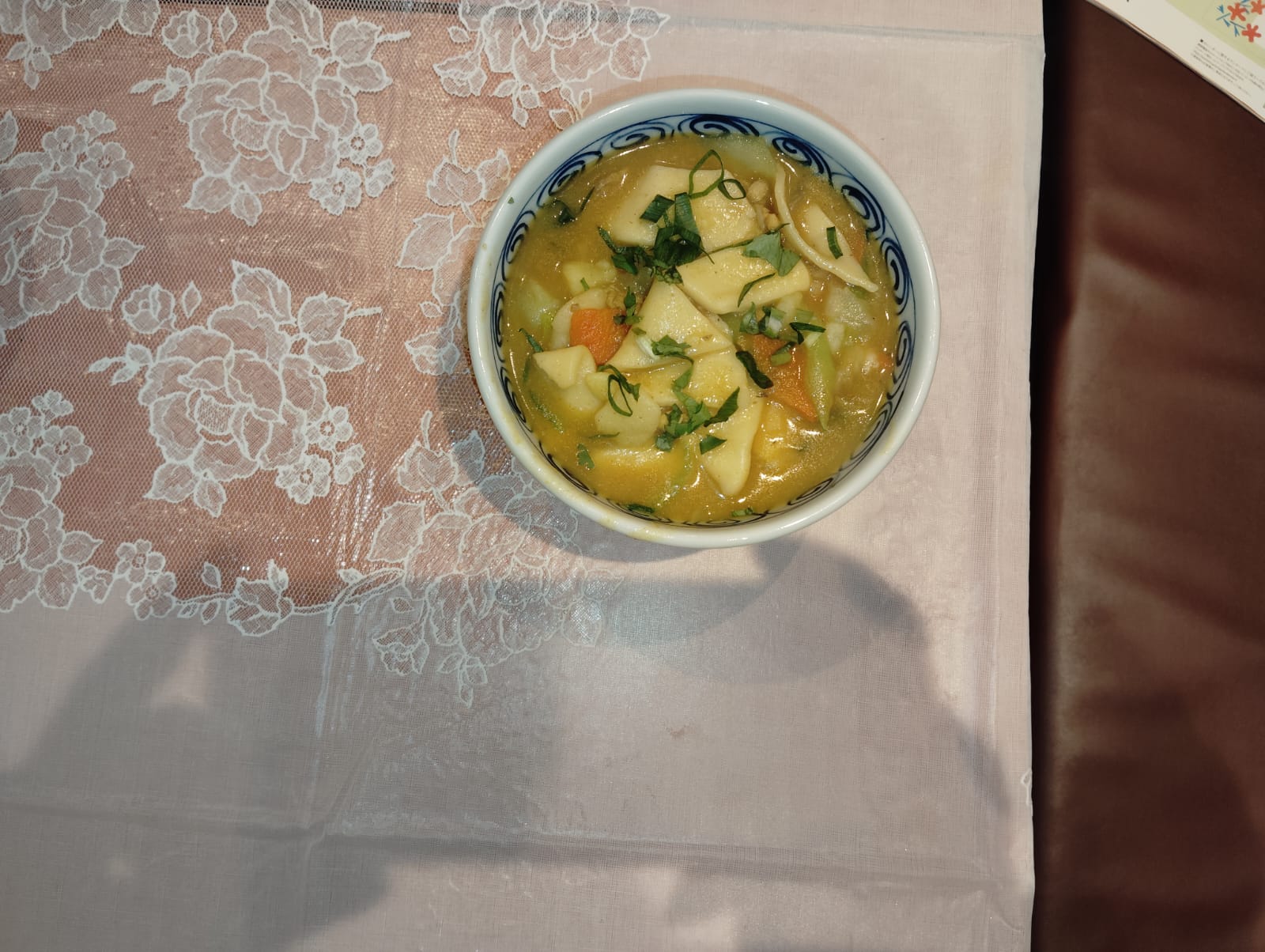 Thenthuk style soup with broad pieces